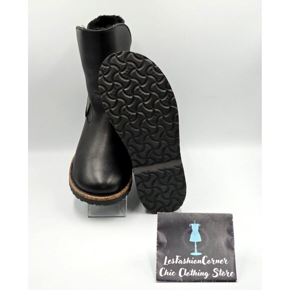 NWT Birkenstock Wo's Black Leather Uppsala Shearling Boots Sz 7.5 Men's 5 2742 - Picture 4 of 16